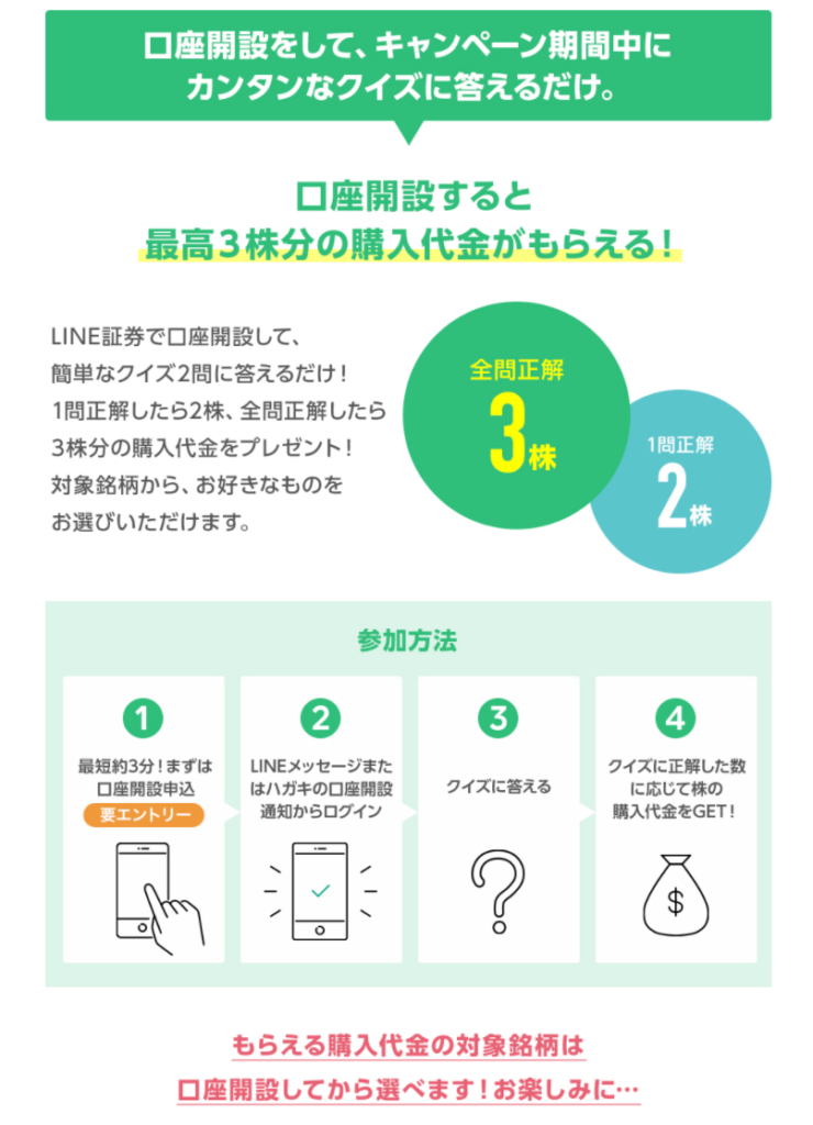 無料で3株get Line証券を徹底解説 クイズの答え 口コミ 評価 お得な開設方法 投資 お金 生活 まとめ先生の寺子屋